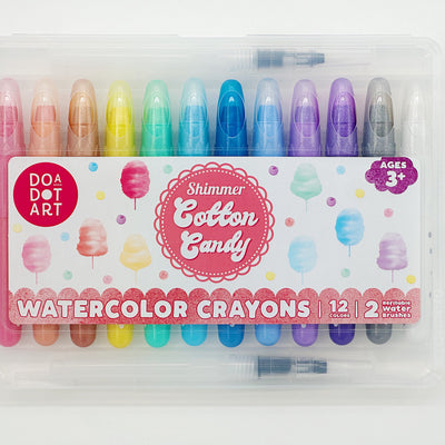 Cotton Candy Shimmer Watercolor Crayons Set of 12 | With 2 Refillable water Brushes