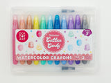 Cotton Candy Shimmer Watercolor Crayons Set of 12 | With 2 Refillable water Brushes