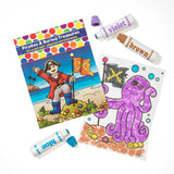 Pirates and Buried Treasures activity book pages with Do A Dot Art markers and pirate-themed artwork