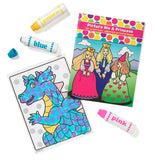 Picture Me a Princess activity book displayed with interior princess and unicorn pages alongside Do-A-Dot Art! markers.