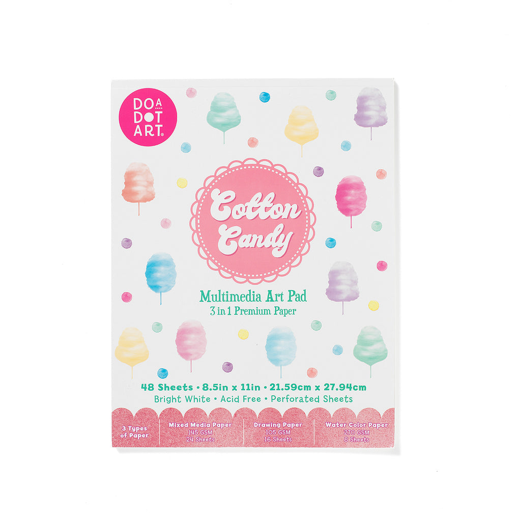 Do A Dot Art Cotton Candy 3-in-1 mixed media art pad cover with pastel cotton candy illustrations