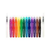 Rainbow Bright Watercolor Crayons – 12 Colors with 2 Refillable Water Brushes