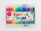 Rainbow Bright Watercolor Crayons Set of 12 with 2 Refillable Water Brushes