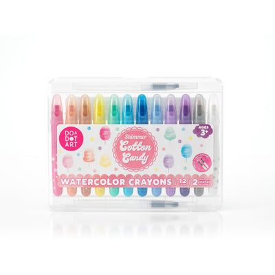 Cotton Candy Shimmer Watercolor Crayons Set of 12 | With 2 Refillable water Brushes