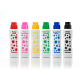 Six Do A Dot Art Jewel Tone Mini dot markers in ruby red, pink diamond, golden yellow, emerald green, sapphire blue, and onyx black