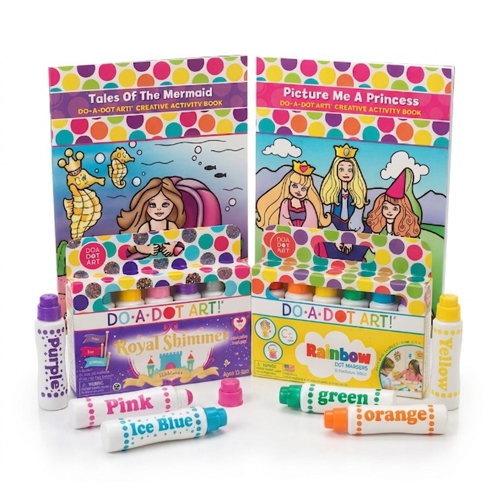 Girl Bundle - Rainbow Dot Markers, Royal Shimmer Dot Markers, Tales of the Mermaid and Picture Me a Princess activity books