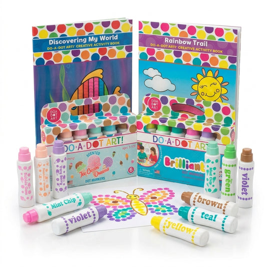 Spring Bundle - Brilliant Dot Markers, Ice Cream Dreams Dot Markers, Rainbow Trail and Discovering My World activity books