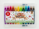 Woodland Watercolor Crayons With 2 Refillable Brushes | Set of 12